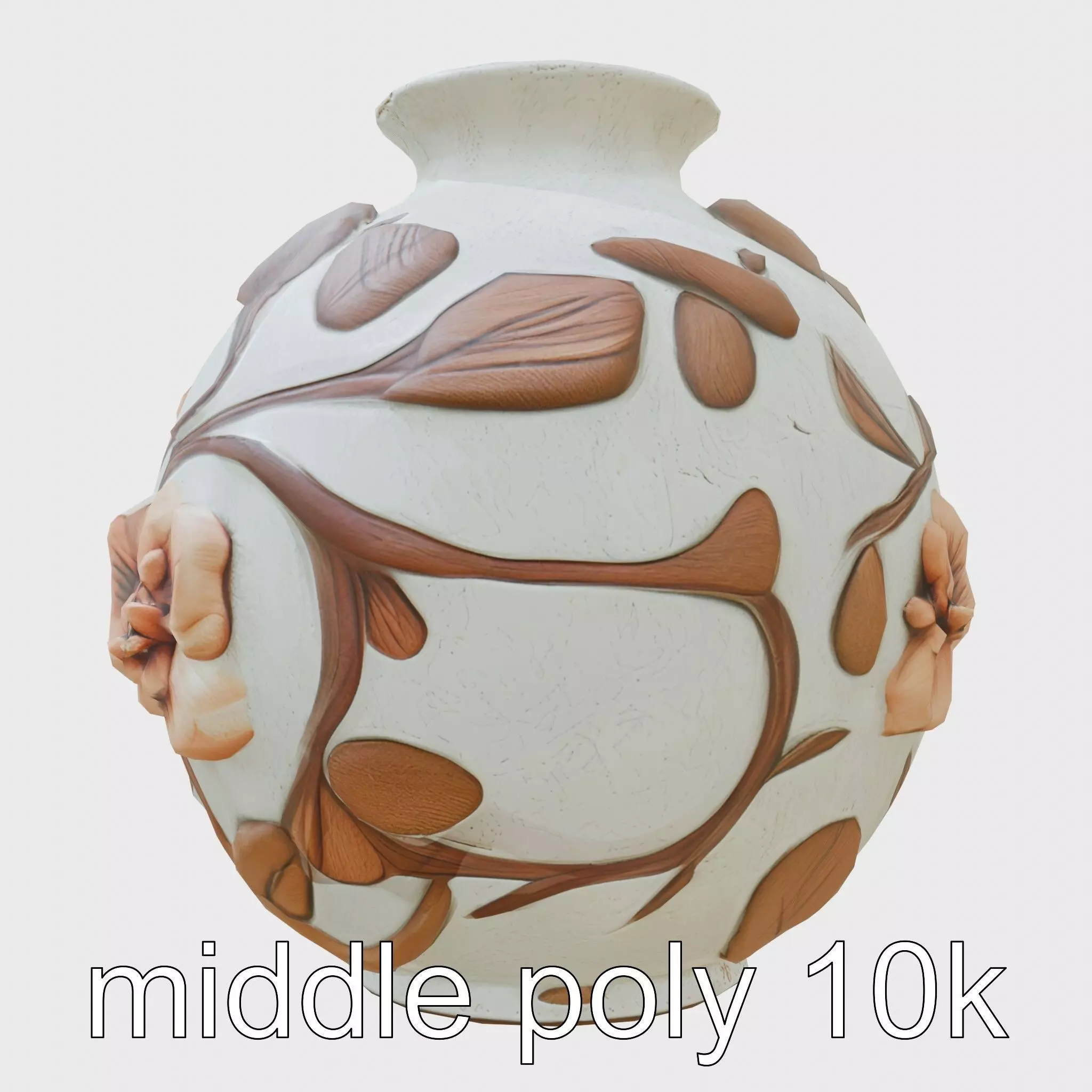 Timeless Floral Vase with Botanical Motifs Low-poly 3D model_0