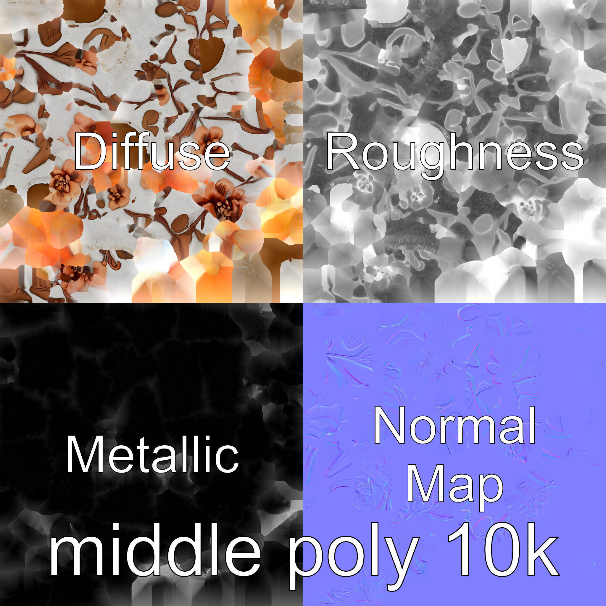 Timeless Floral Vase with Botanical Motifs Low-poly 3D model_33