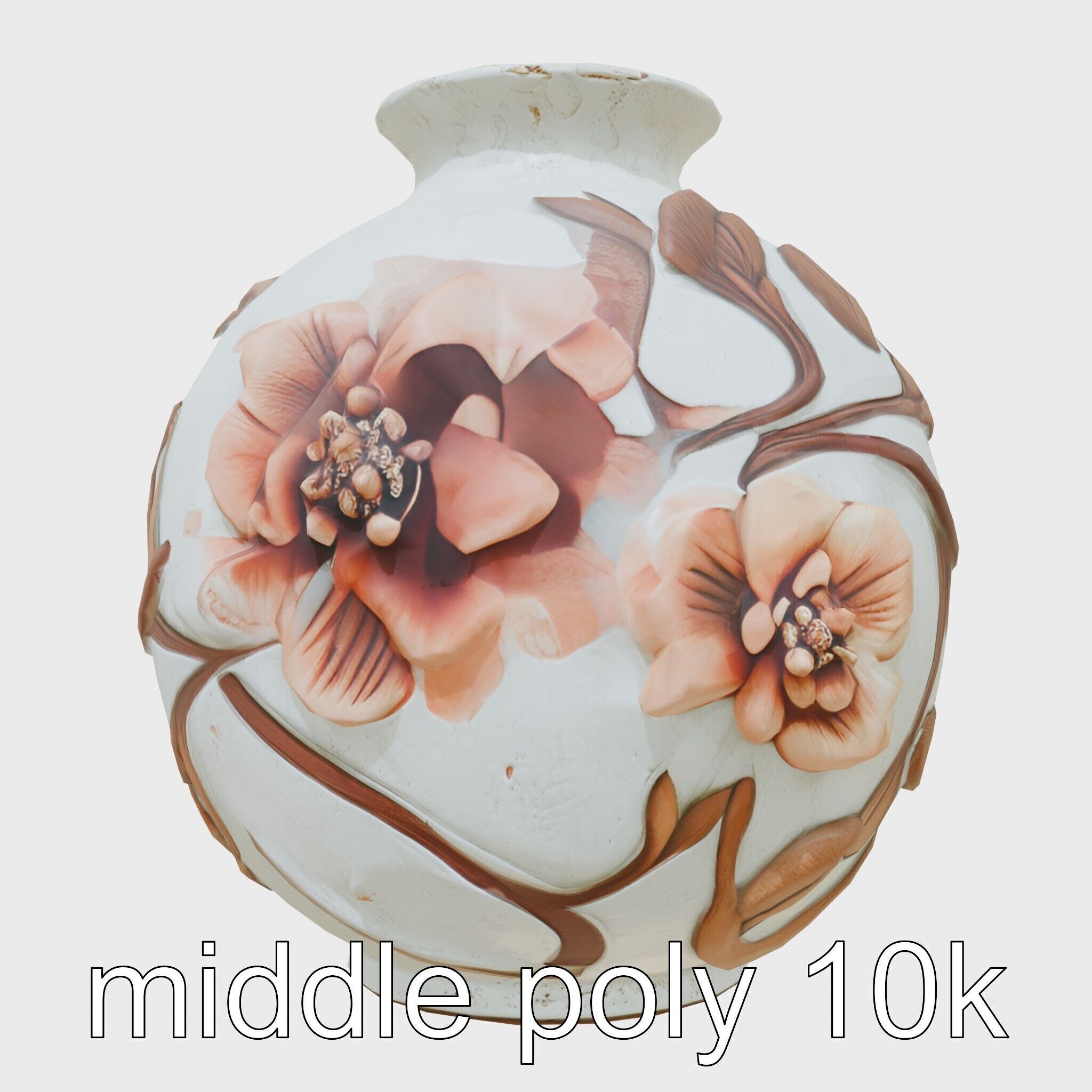 Timeless Floral Vase with Botanical Motifs Low-poly 3D model_28