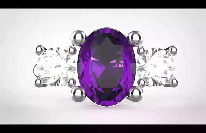 amthist and white topz ring 