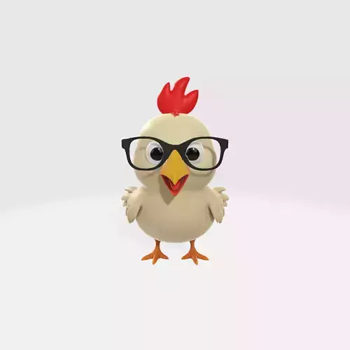 Cartoon Chicken with Glasses 3D model