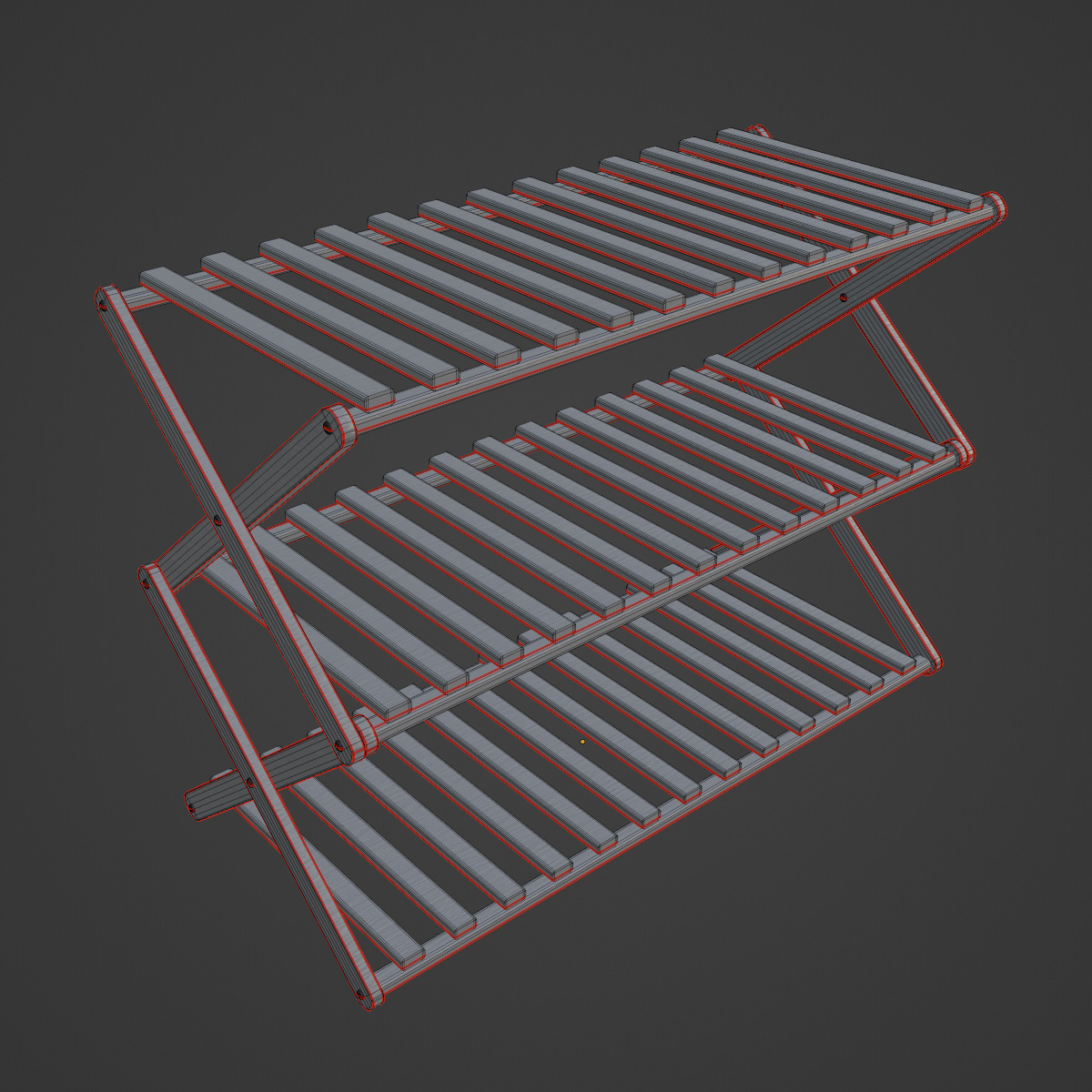 Modern Wooden Shoe Rack 03 Low-poly 3D model_7