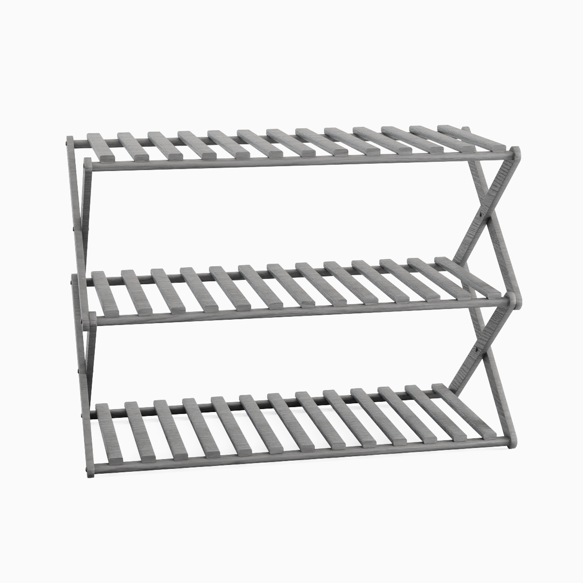 Modern Wooden Shoe Rack 03 Low-poly 3D model_1