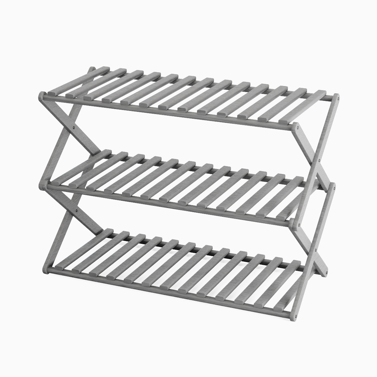 Modern Wooden Shoe Rack 03 Low-poly 3D model_4