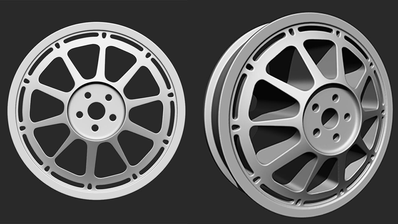 Car Alloy Wheel Highpoly Model 3D model_2