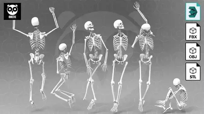 Skeleton Poses Low-poly 3D model