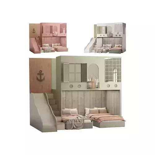 Bunk bed for children 4 3D model
