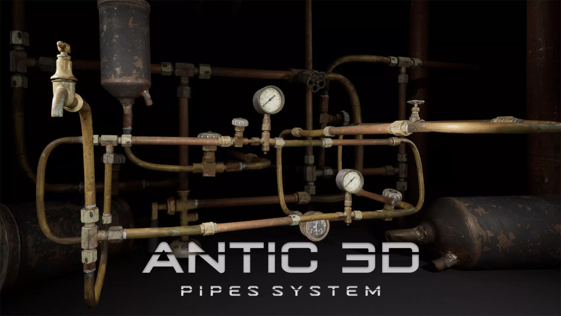 Pipes System Low-poly 3D model