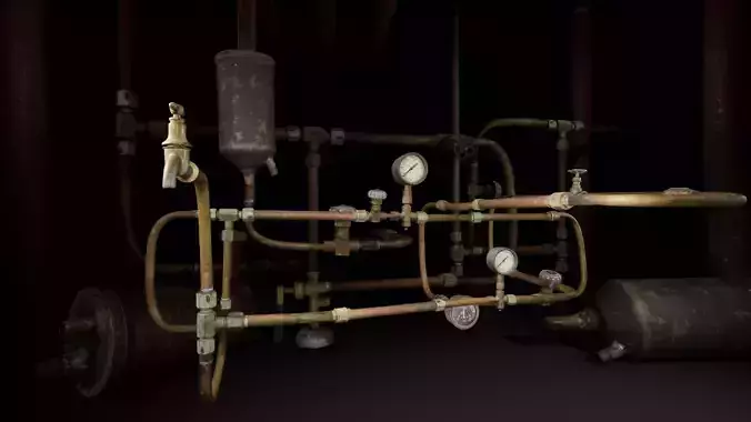 Pipes System Low-poly 3D model
