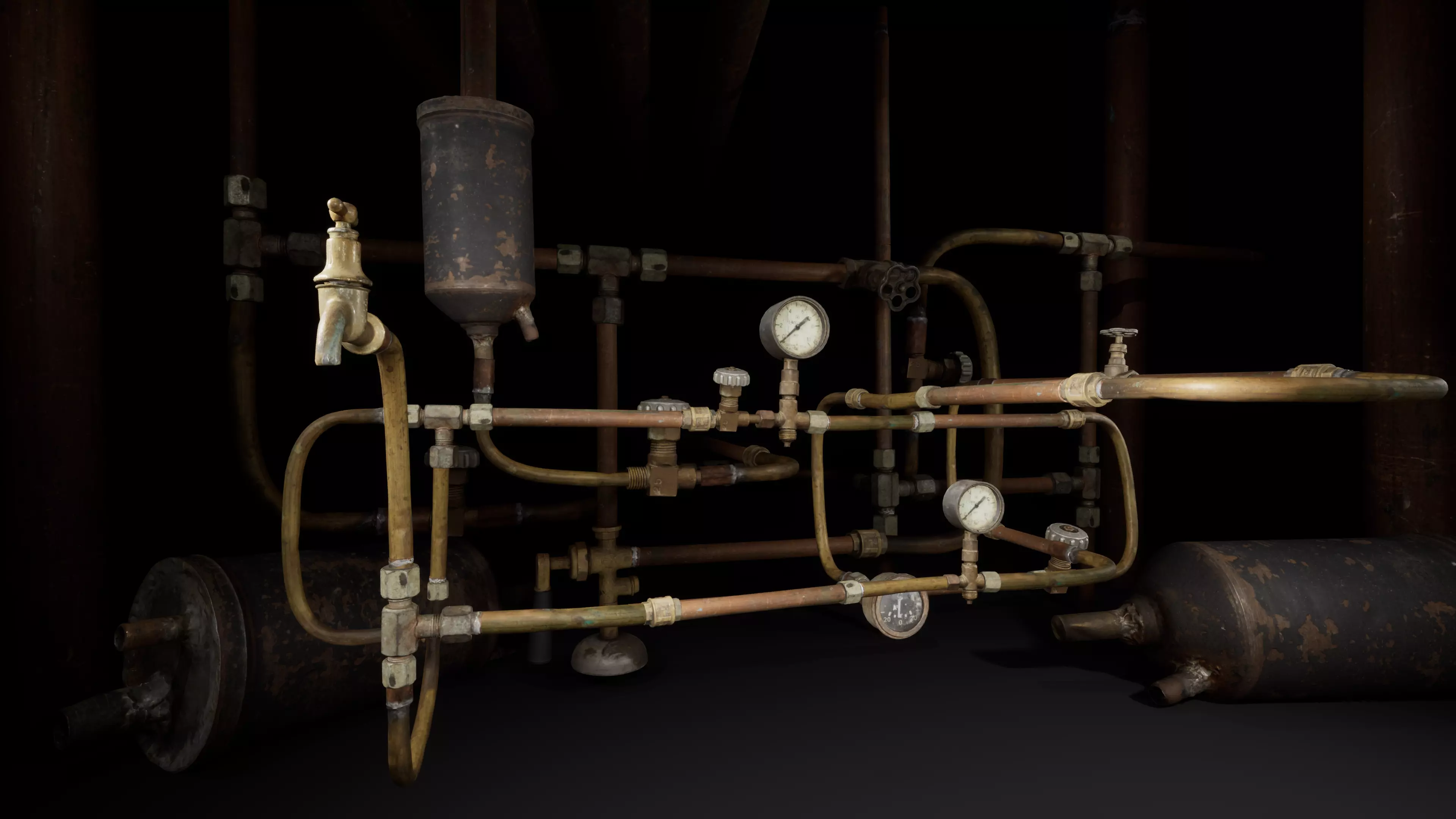 Pipes System Low-poly 3D model_0