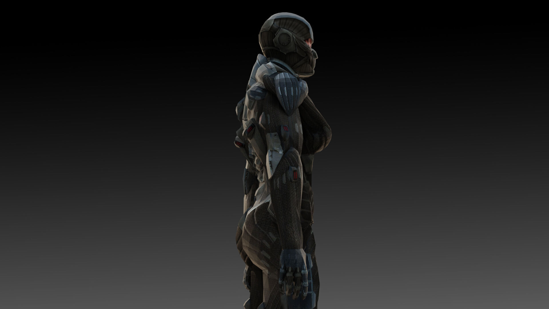 Crysis Nanosuit Female Version3D Model High-Quality Rigged Low-poly 3D model_10