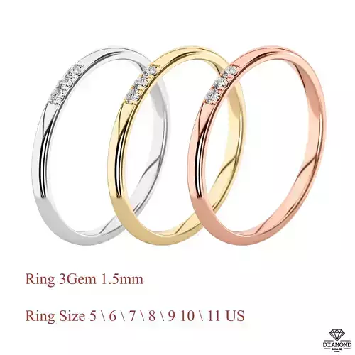 Pack Rings Women Wedding Ring 3Gem