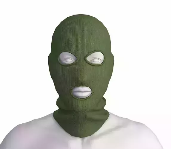 Balaclava mask khaki game ready Low-poly 3D model