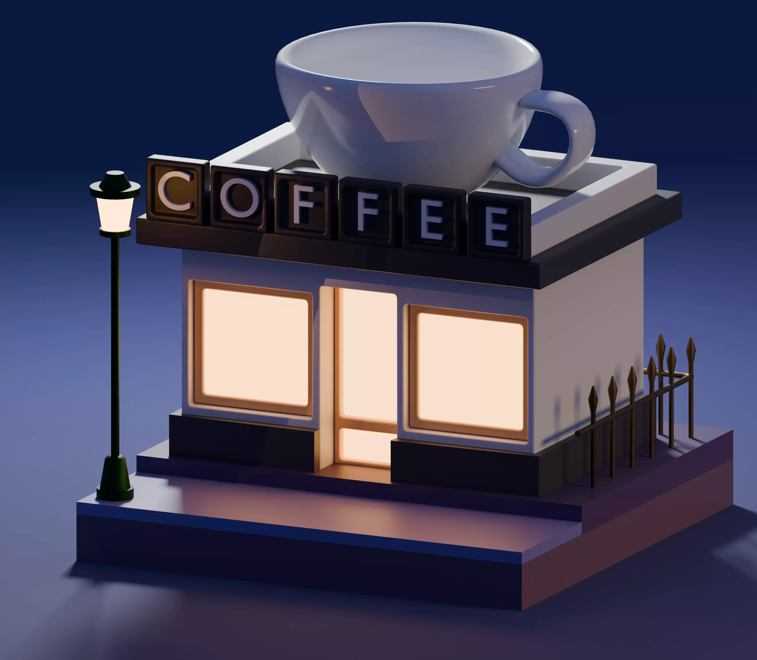 Coffee Shop Free low-poly 3D model