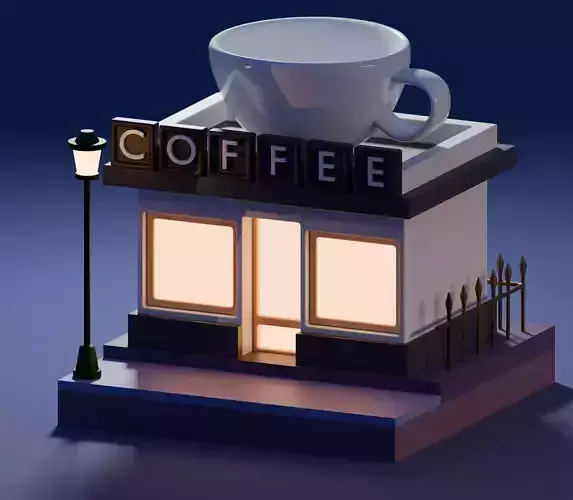 Coffee Shop Free low-poly 3D model