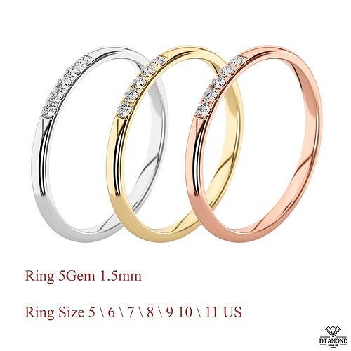 Pack Rings Women Wedding Ring 5Gem 3D Model Collection