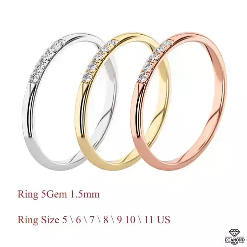 Pack Rings Women Wedding Ring 5Gem