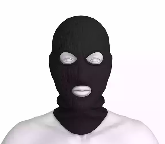 Balaclava mask black game ready Low-poly 3D model