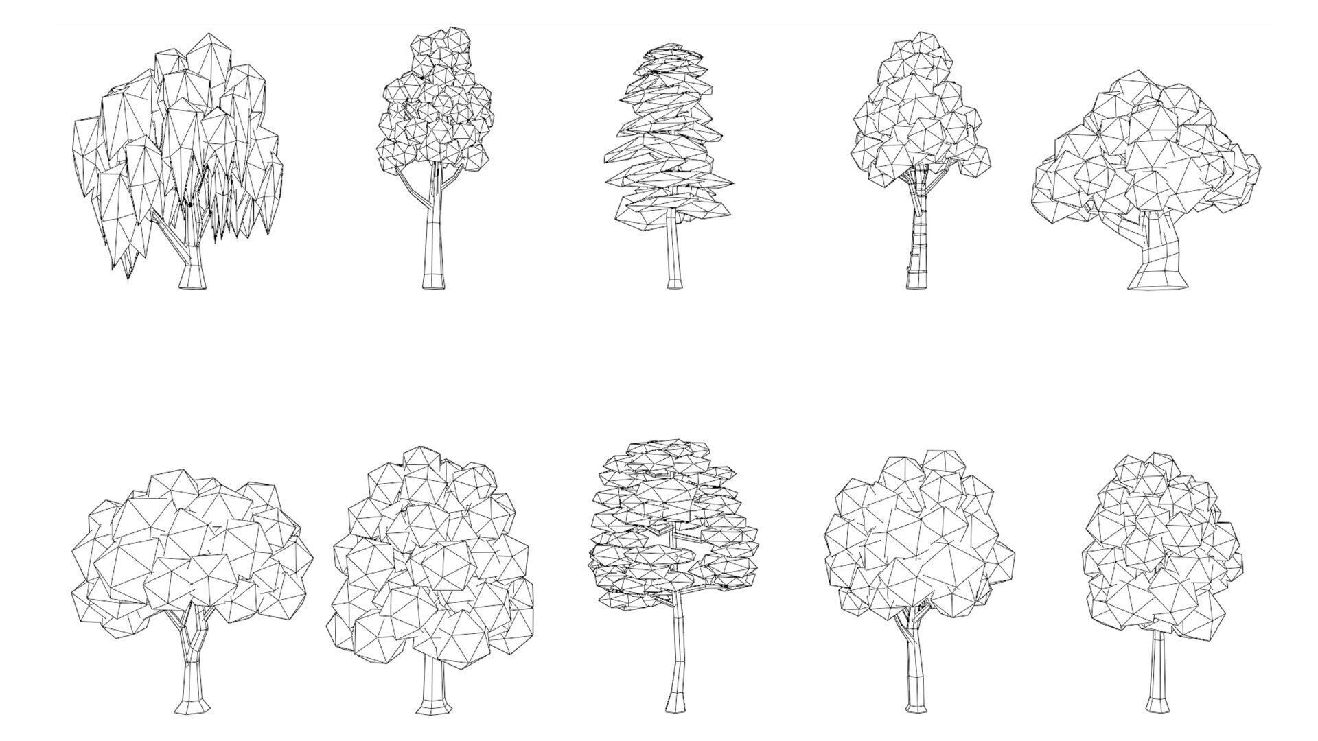 Low Poly Stylized Tree Pack 3 Low-poly 3D model_6