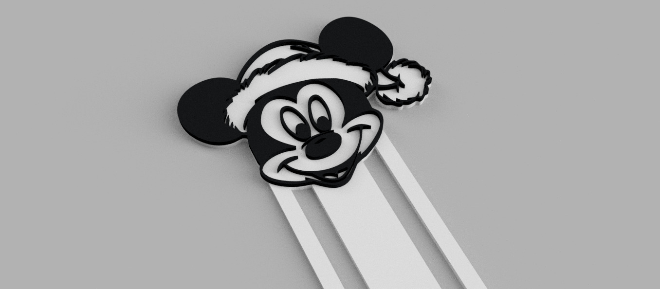 MICKEY MOUSE Head Santa Claus Hat Christmas 2 Bookmark 3D print model_1