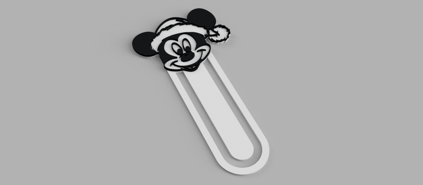 MICKEY MOUSE Head Santa Claus Hat Christmas 2 Bookmark 3D print model_2