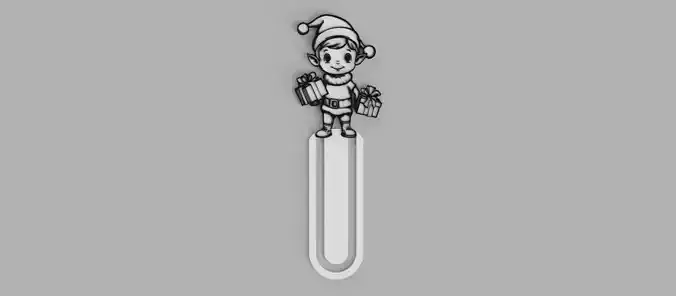 Elf with Presents Christmas Santa Claus Bookmark 3D print model