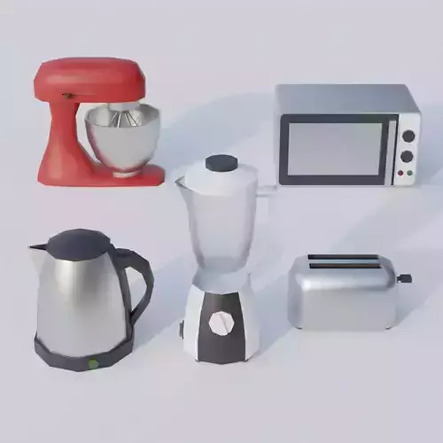 Low Poly Stylized Small Kitchen Appliances