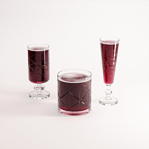 Glass Set 01 Low-poly 3D model