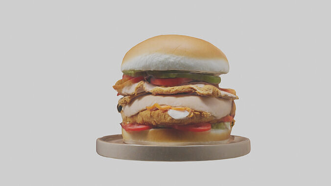 Roast chicken sandwich model Low-poly 3D model 2