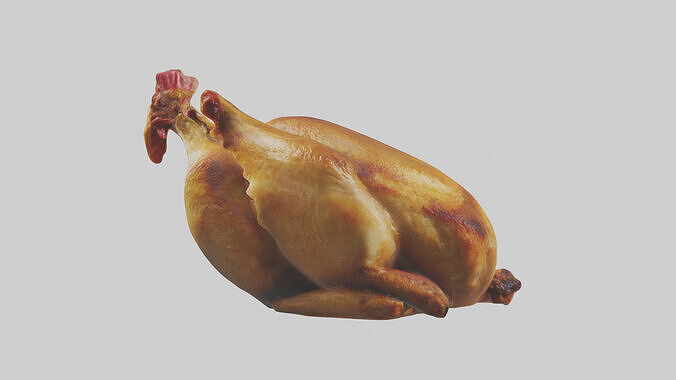 Roasted chicken model Low-poly 3D model 3