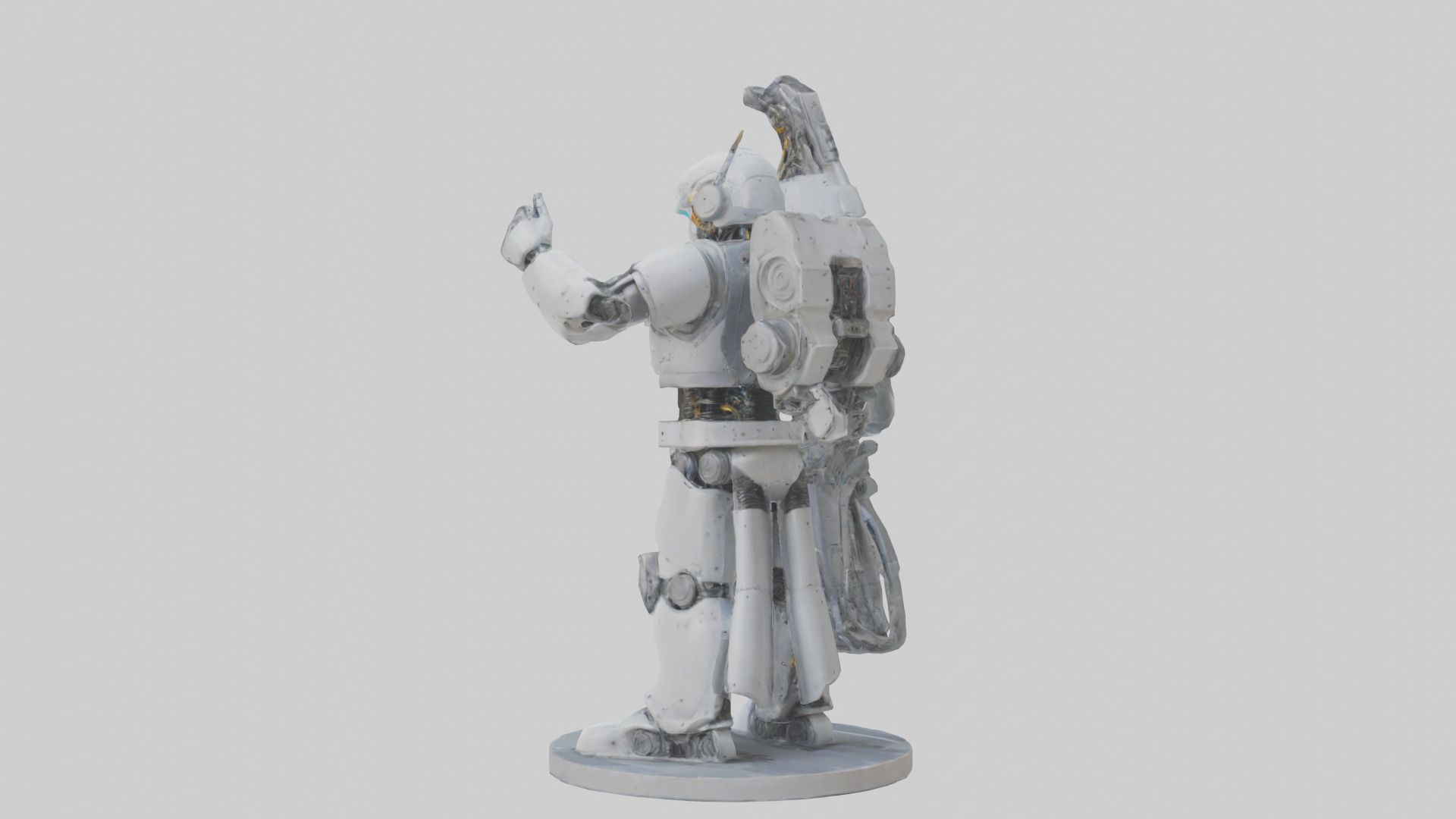 Robot Engineer statue model Low-poly 3D model_1