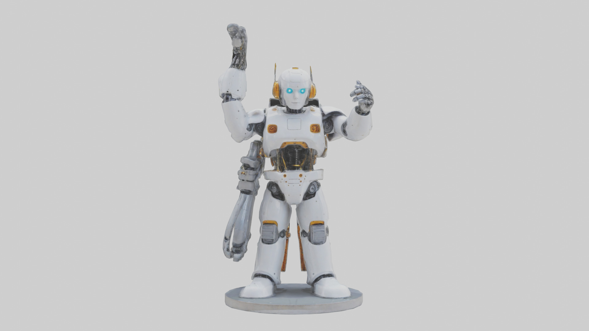 Robot Engineer statue model Low-poly 3D model_9