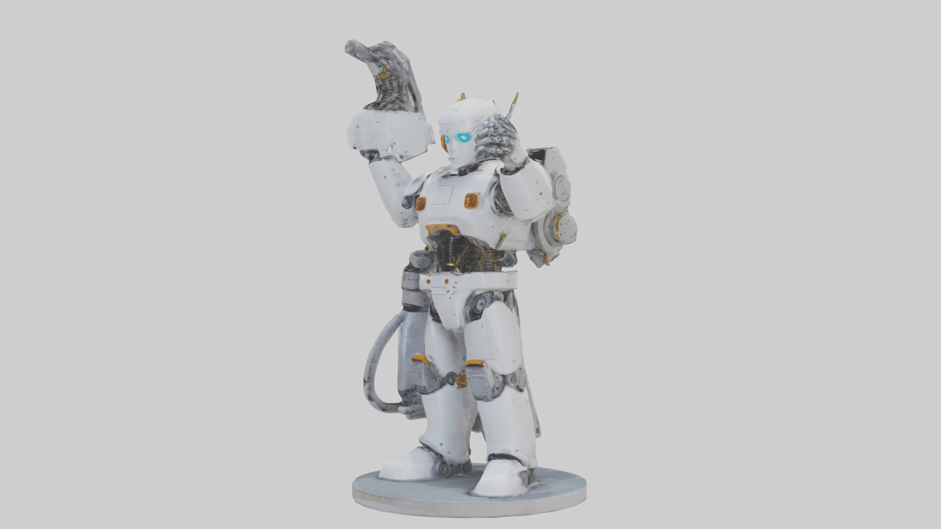 Robot Engineer statue model Low-poly 3D model_8