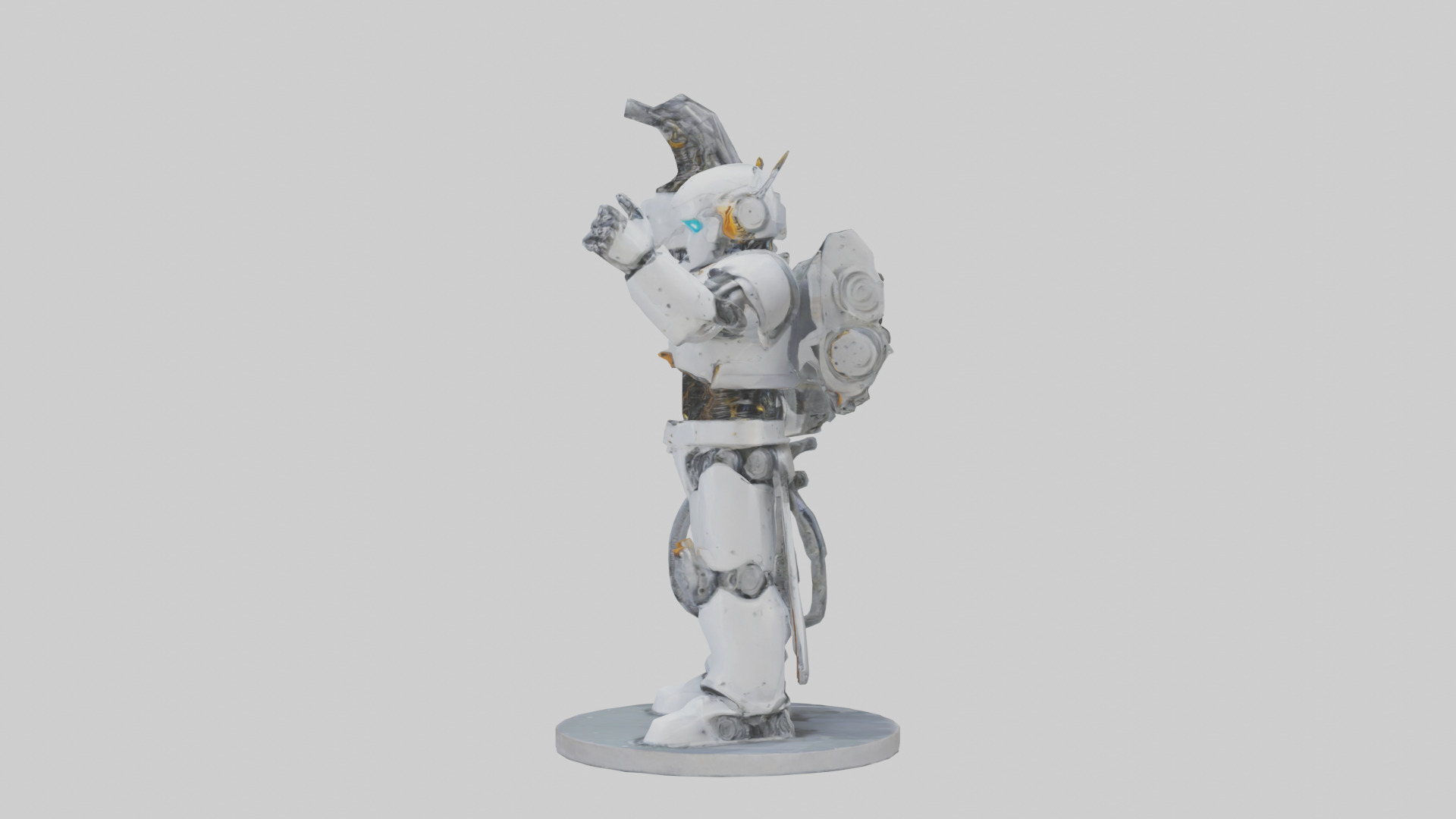 Robot Engineer statue model Low-poly 3D model_12
