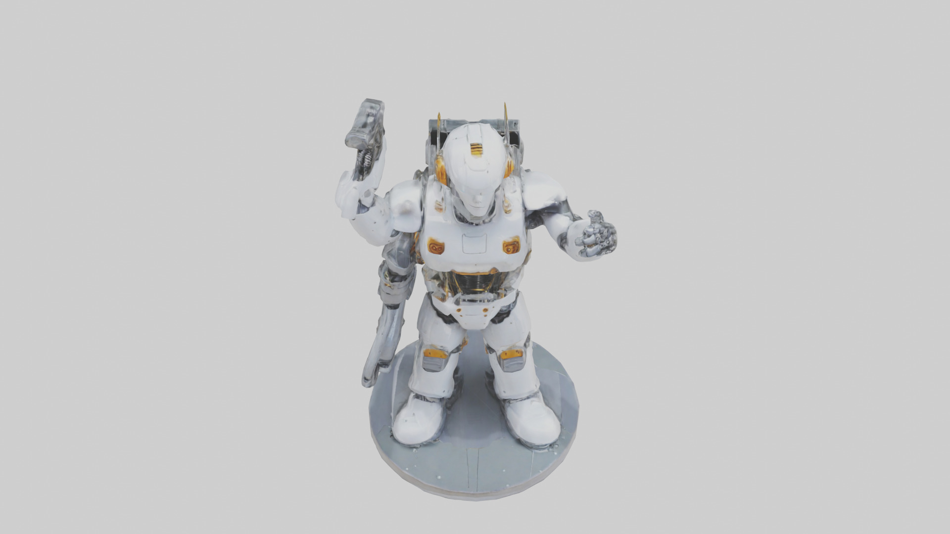 Robot Engineer statue model Low-poly 3D model_16