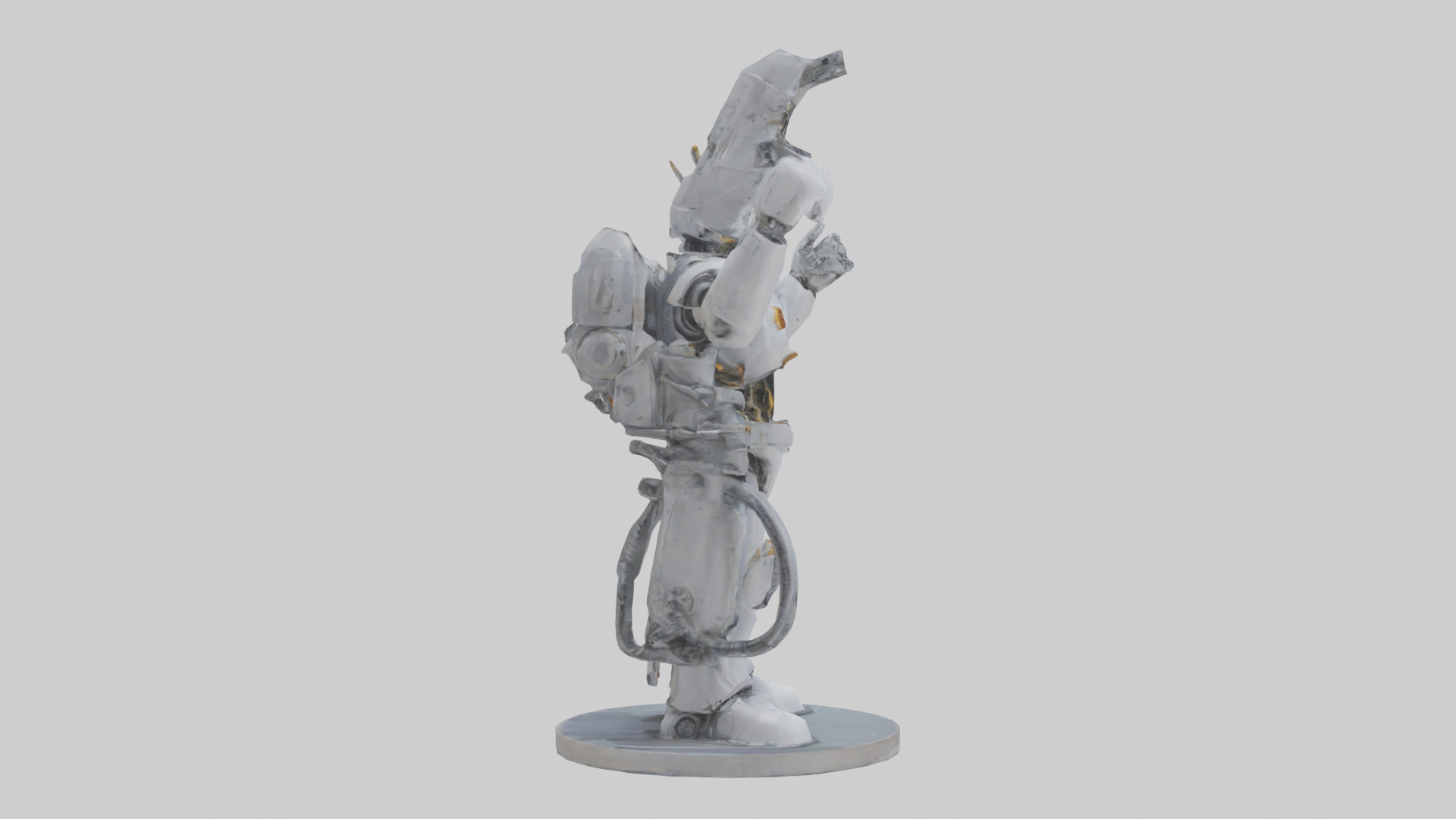 Robot Engineer statue model Low-poly 3D model_13