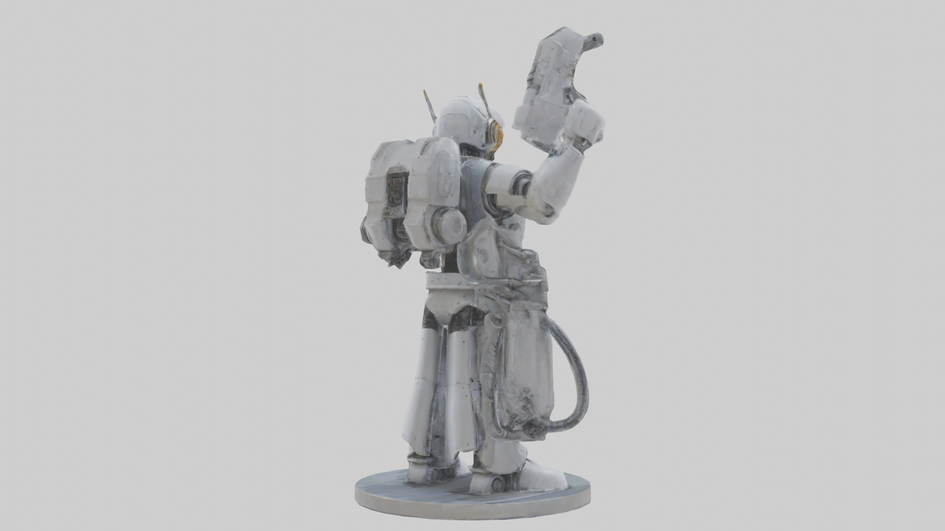 Robot Engineer statue model Low-poly 3D model_2