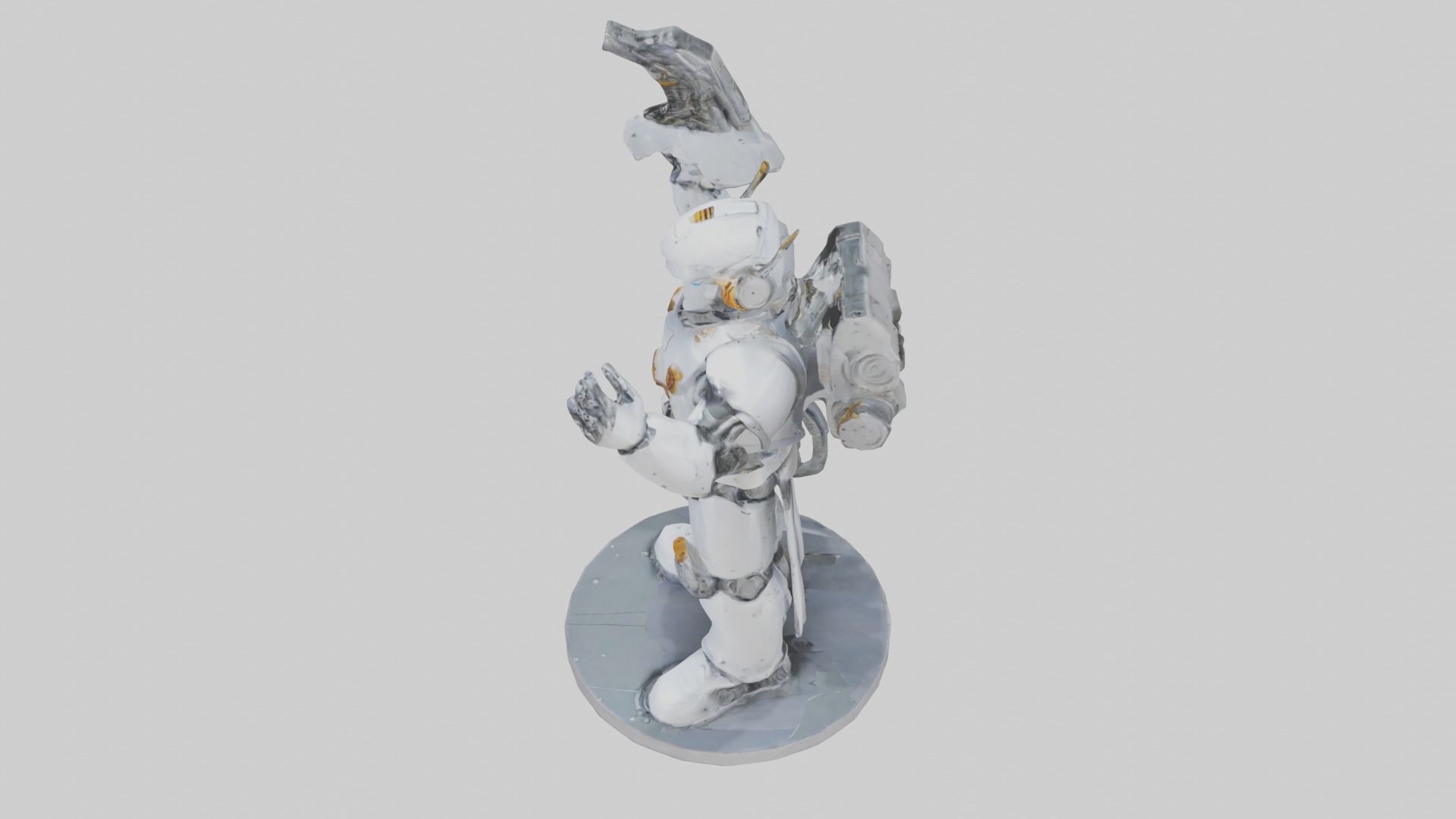 Robot Engineer statue model Low-poly 3D model_17