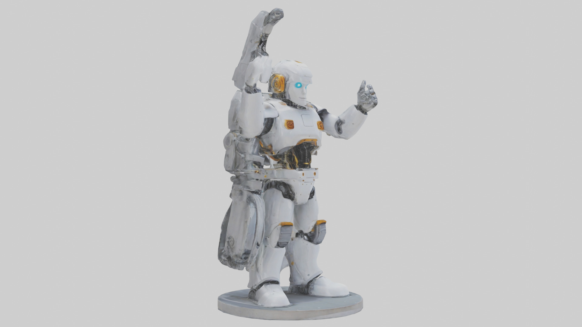 Robot Engineer statue model Low-poly 3D model_7