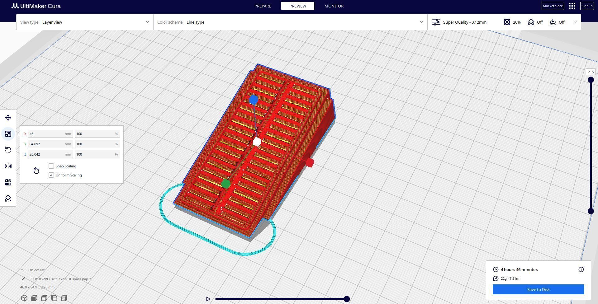 scifi exhaust spaceship 3D print model_1