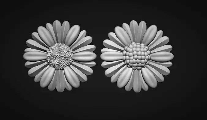 Daisy flowers bas relief 3D print model