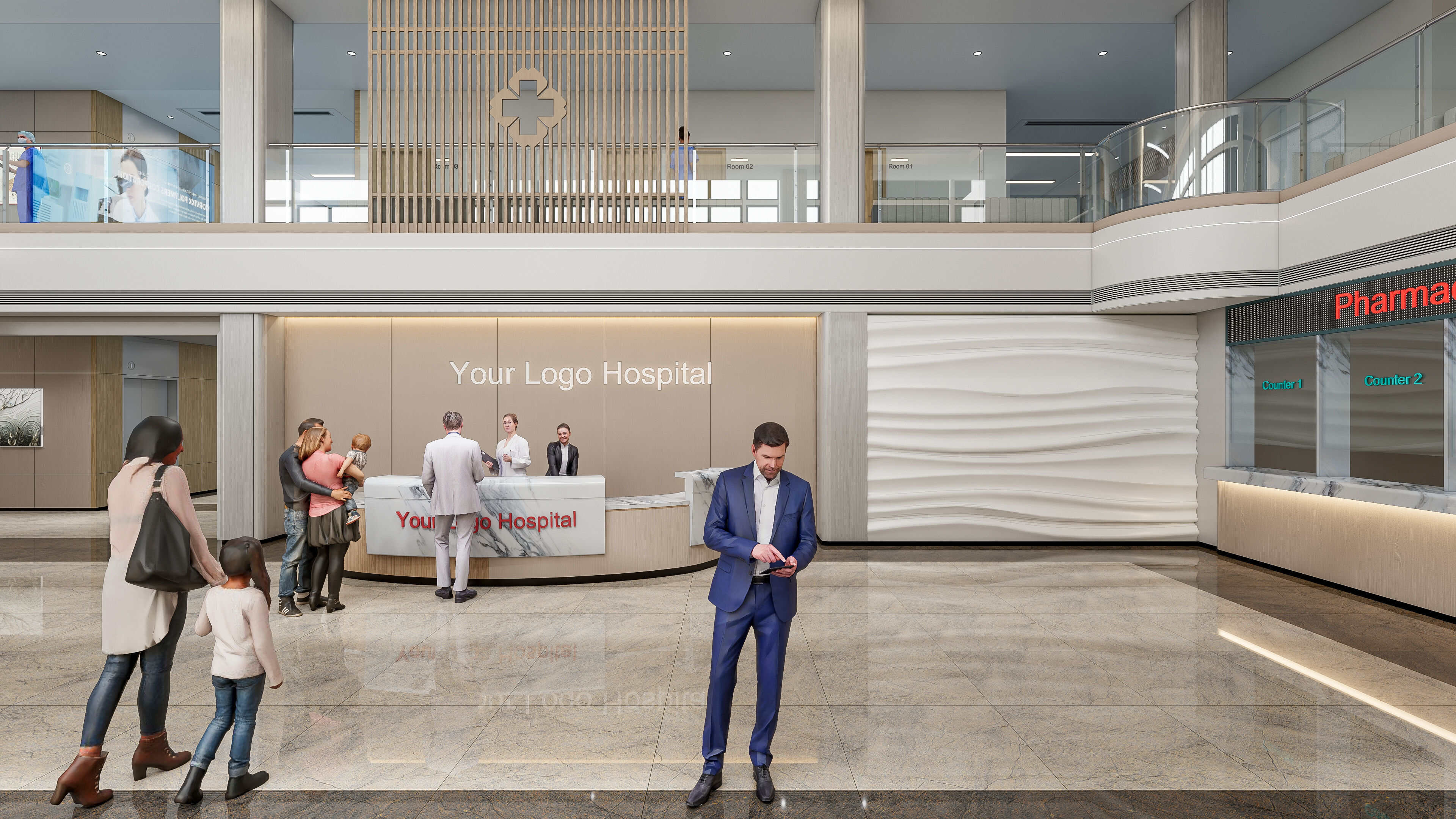 Hospital lobby reception hall 6 3D model_11