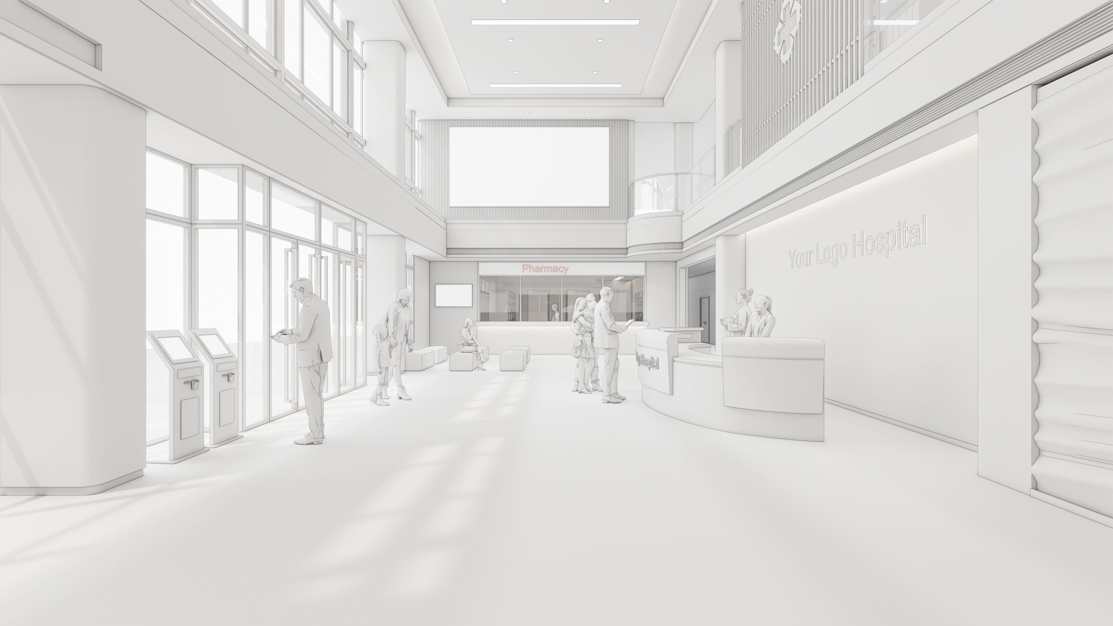 Hospital lobby reception hall 6 3D model_32