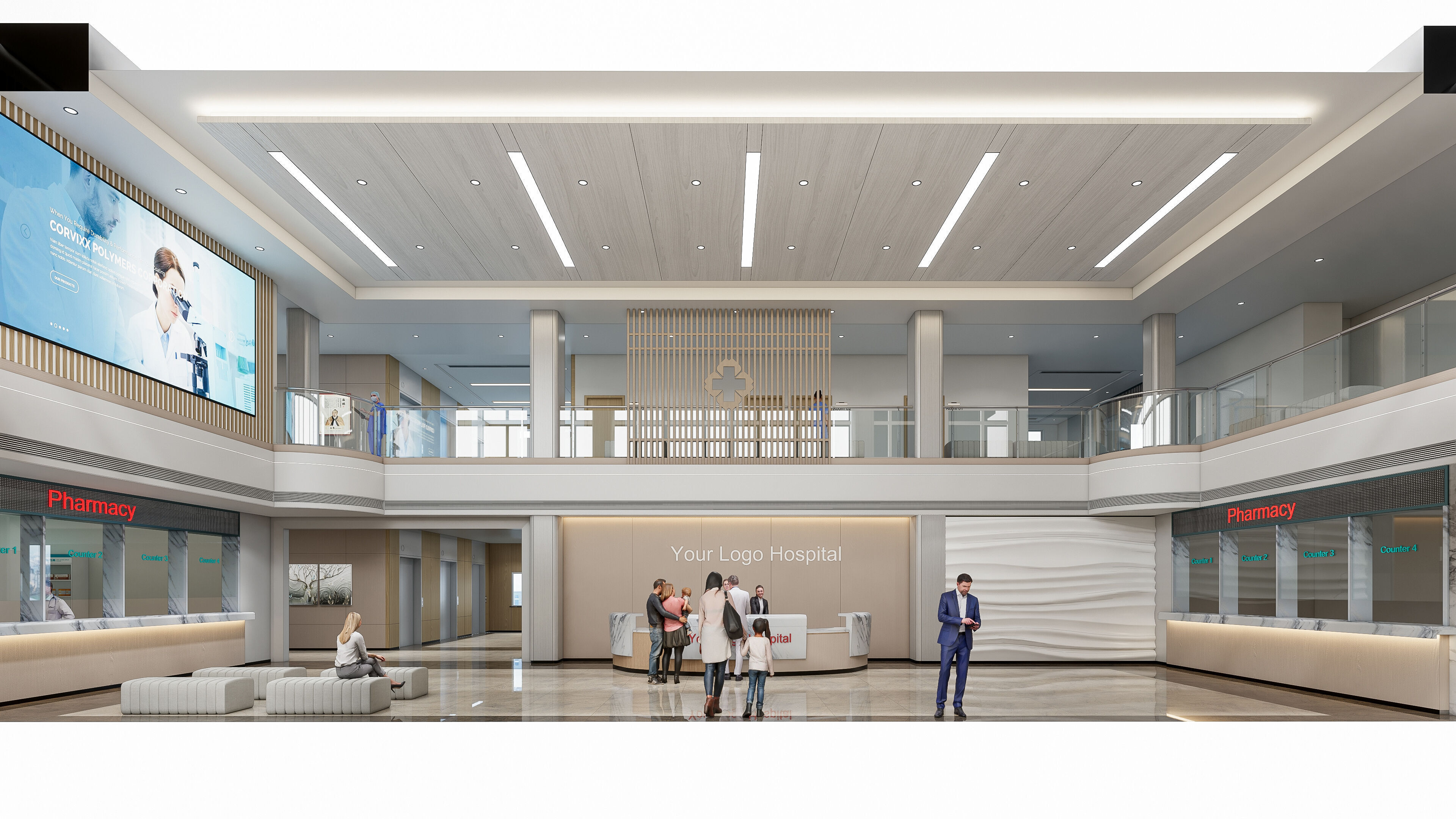 Hospital lobby reception hall 6 3D model_10