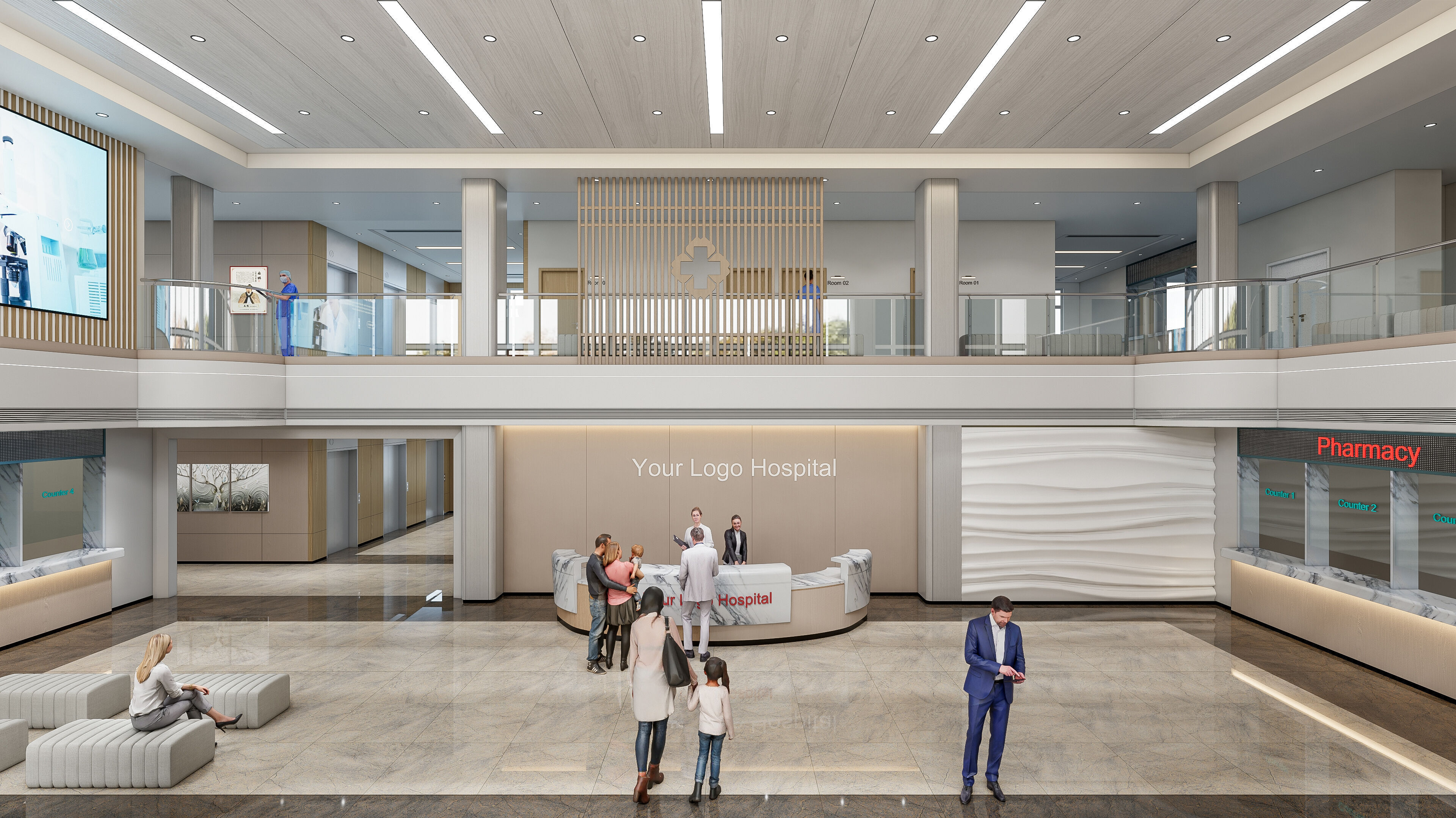 Hospital lobby reception hall 6 3D model_14