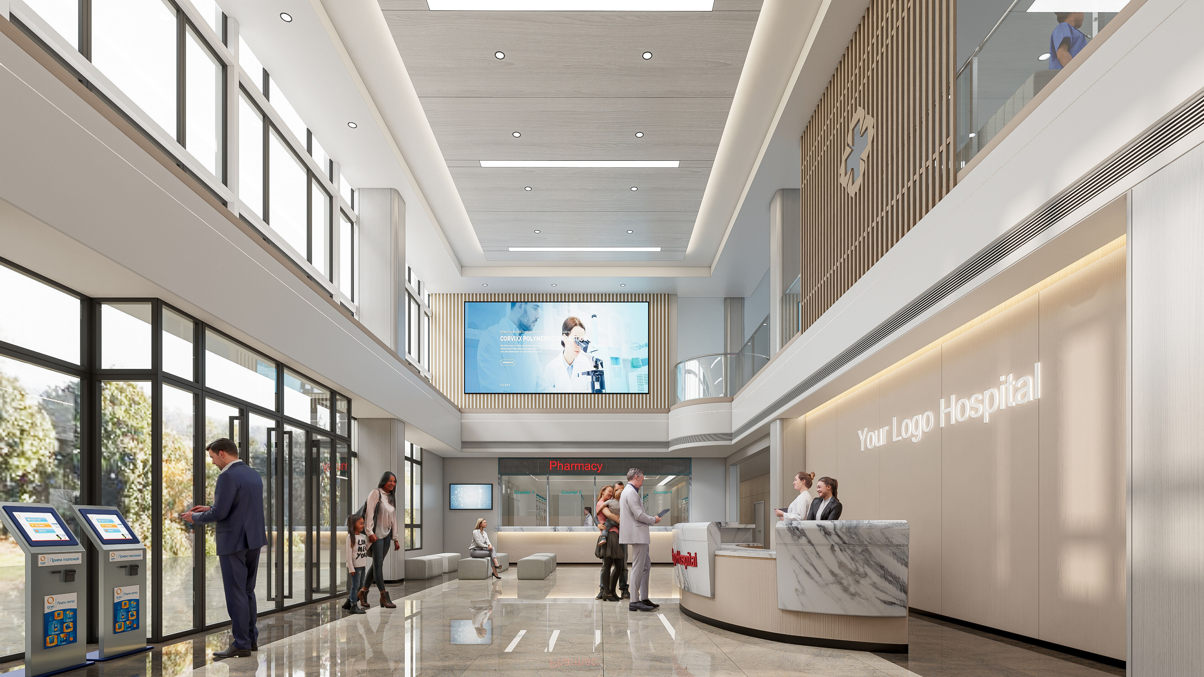 Hospital lobby reception hall 6 3D model_9