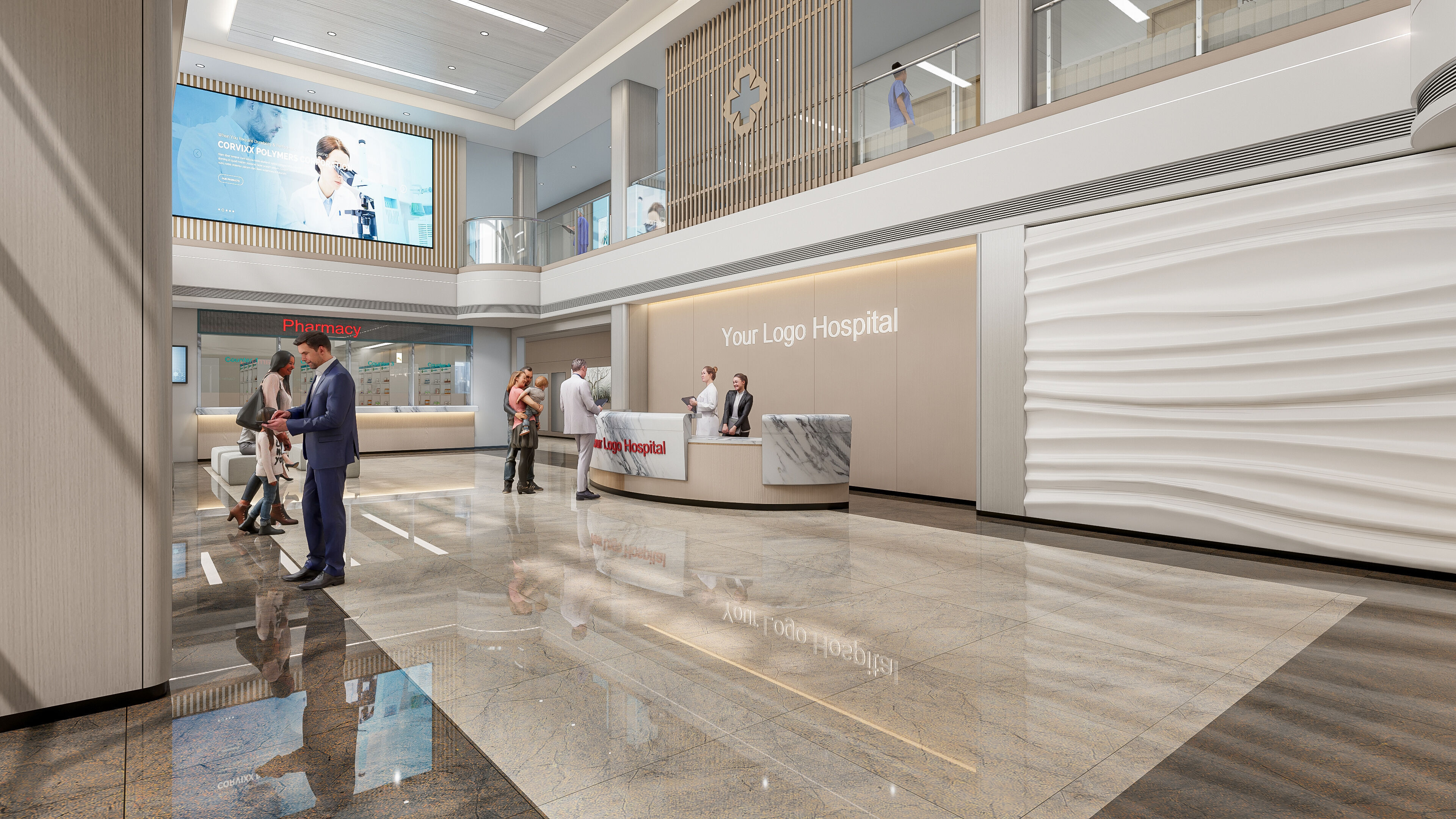 Hospital lobby reception hall 6 3D model_7