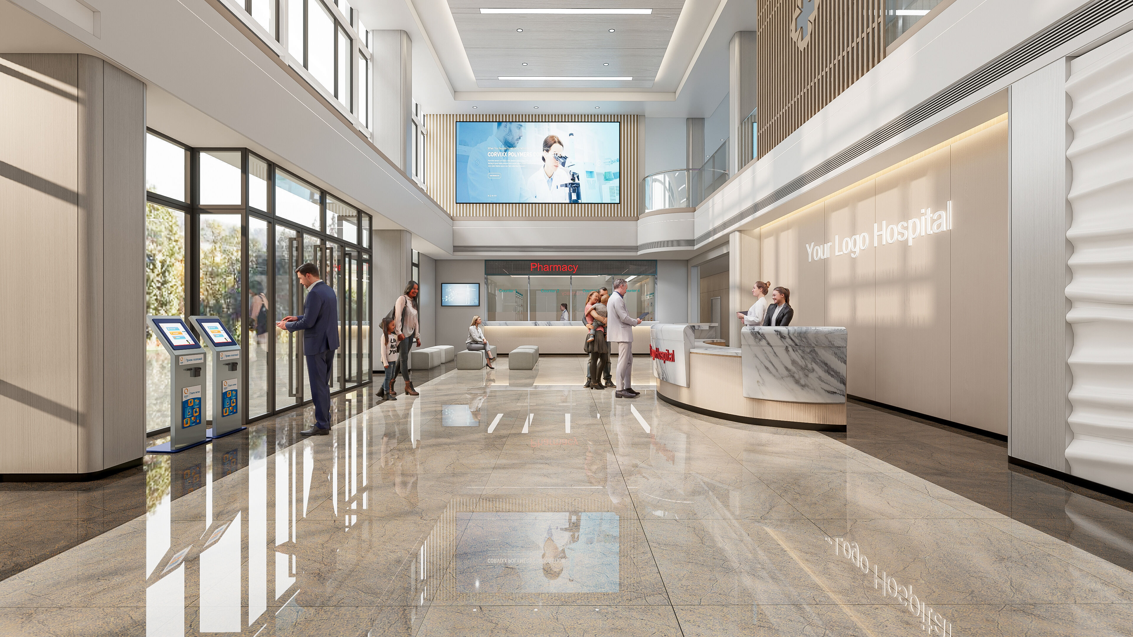 Hospital lobby reception hall 6 3D model_8