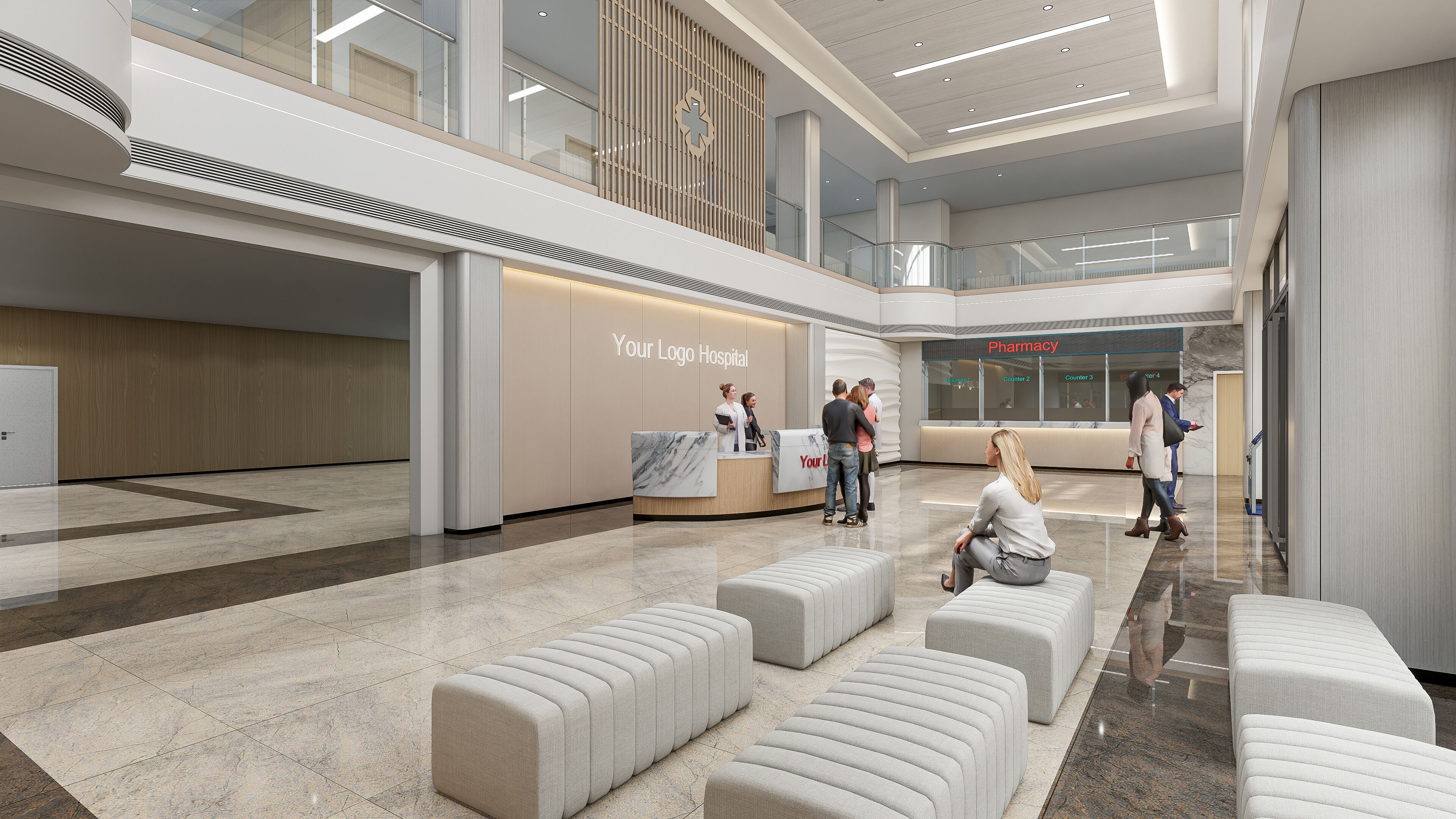 Hospital lobby reception hall 6 3D model_4