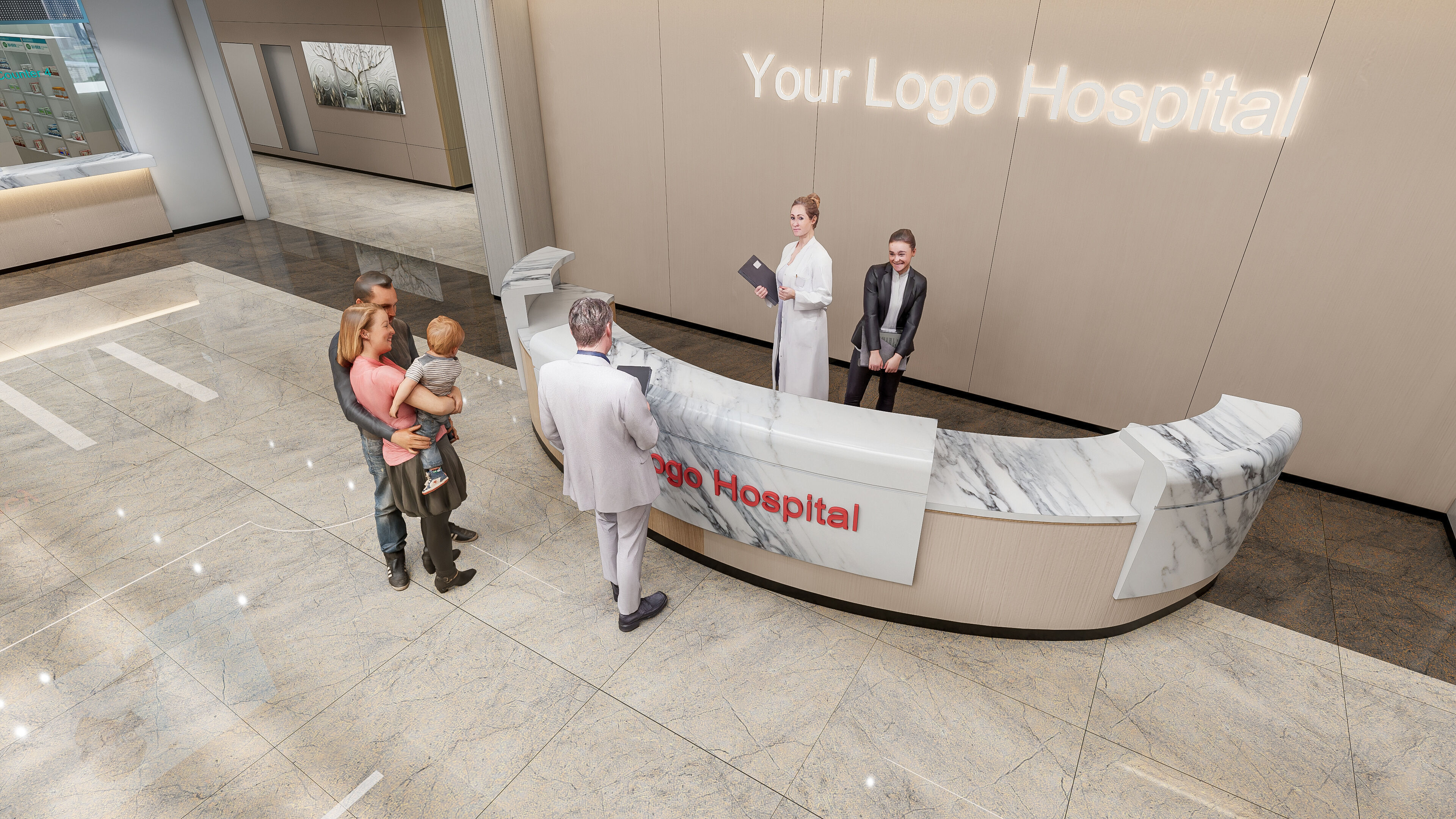 Hospital lobby reception hall 6 3D model_3